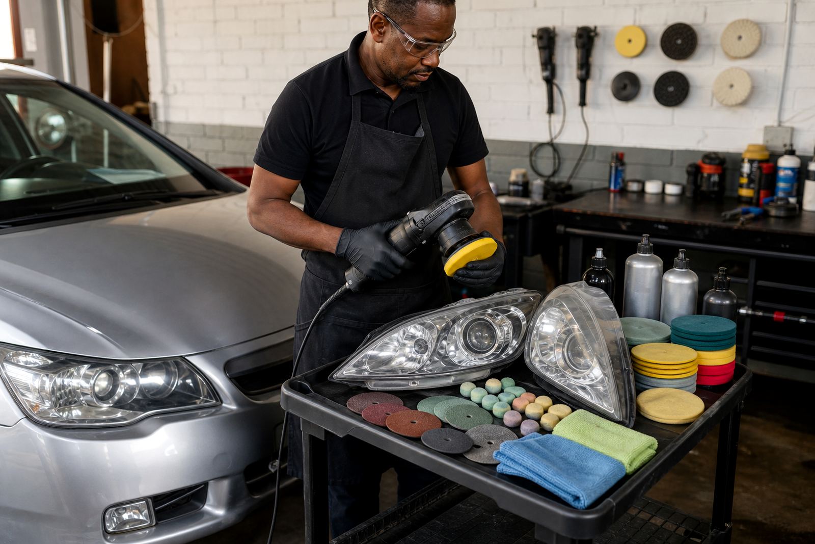 Headlight Polishing Steps